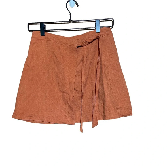 Abercrombie & Fitch Burnt Orange Wrap Mini Skirt‎ with Tie Size 0 - Picture 1 of 5